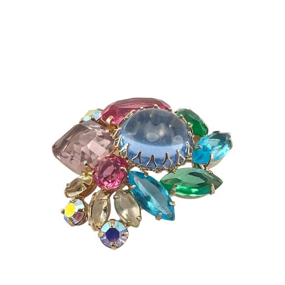 Julianna Fruit Salad Rhinestone Brooch With Gold Tone Setting - Picture 5 of 7